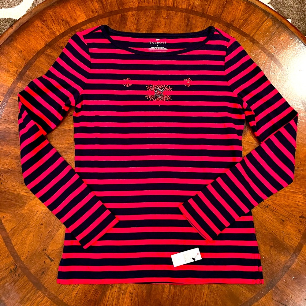 Talbots Red/Navy Top. Size S NWT.